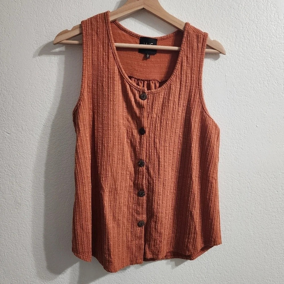 W5 Knit Orange Button Down Tank Size S - Picture 2 of 7